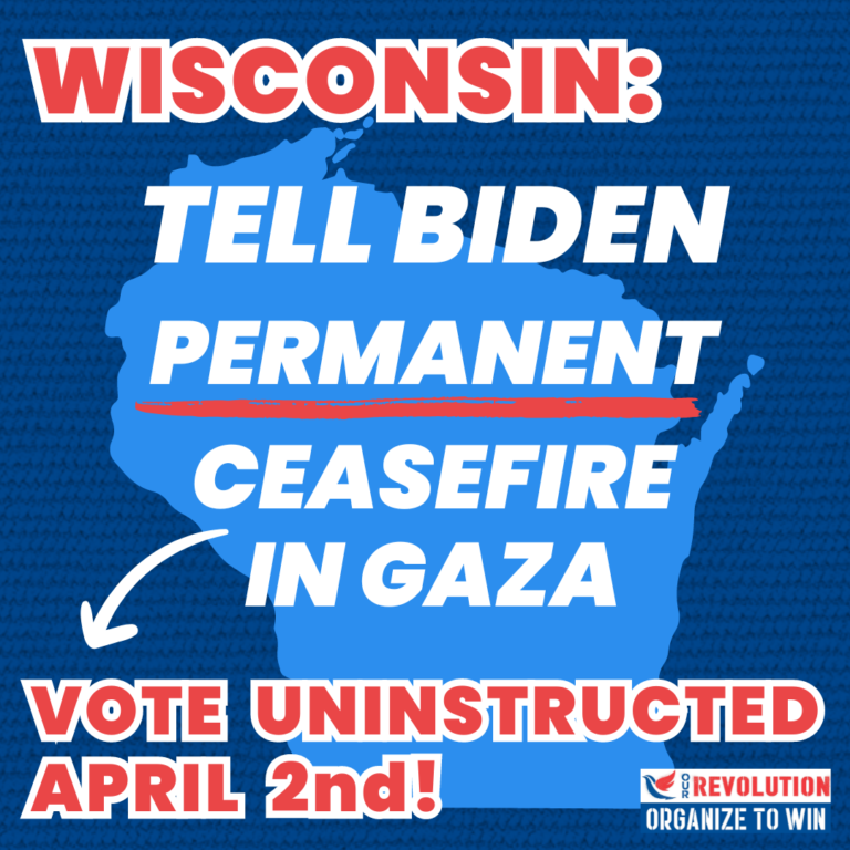 మన విప్లవం: నేషన్స్ లార్జెస్ట్ ప్రోగ్రెసివ్ పొలిటికల్ ఆర్గనైజింగ్ గ్రూప్ విస్కాన్సిన్ నిరసన ఓటు ప్రయత్నానికి మద్దతు ఇస్తుంది